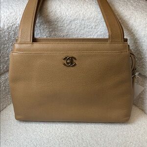 Chanel Tan Shoulder Bag with Iconic CC Logo
